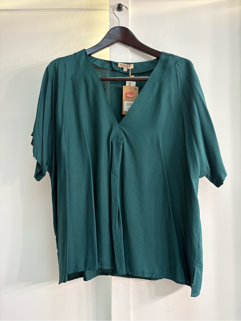 Casual V-Neck Women's Top in Teal - L/XL